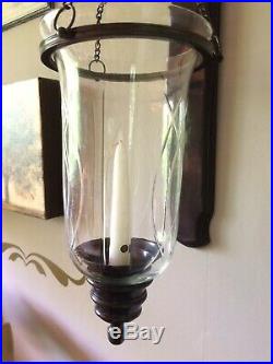 Wall Sconce Hurricane Style Metal & Cut Glass Candle Holder