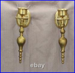 Wall Sconce Solid Brass Hurricane Candle Stick Holder Pair Vintage