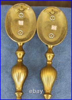Wall Sconce Solid Brass Hurricane Candle Stick Holder Pair Vintage