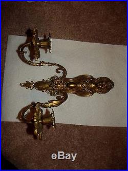 Wall Sconce candle holder candelabra Gold Gilt Bronze/ Brass Figural chandelier