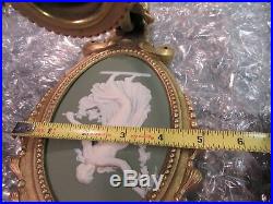 Wedgwood Pottery Candlestick Wall Sconce Brass Plaque Plate Jasperware Gilt