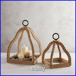 Wooden Large Lantern Candle Holder Lanterns for Table Top Mantle Wall Hanging