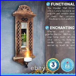 Wooden Wall Mirror with Candle Conce Wall Mounted Candle Holder